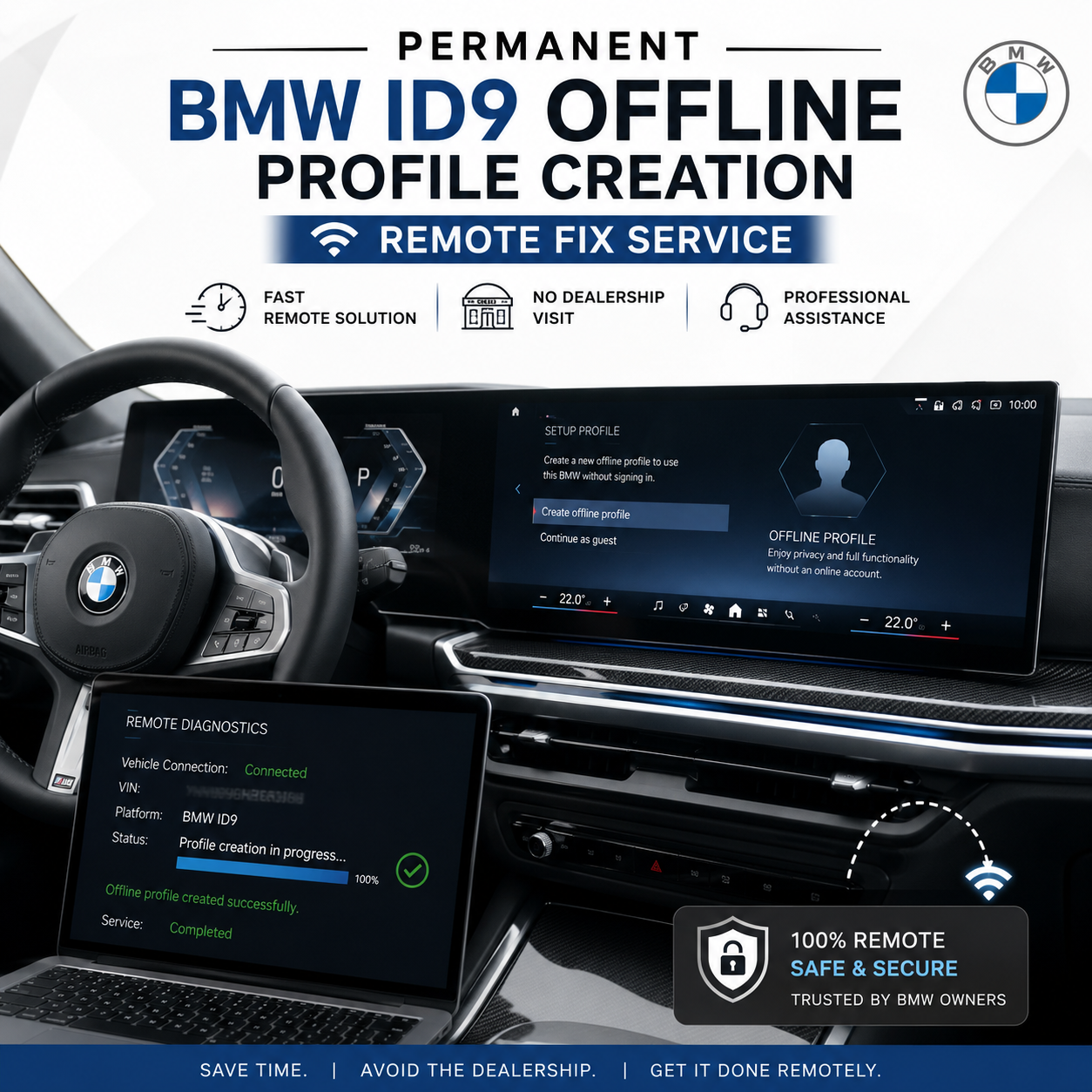 Permanent BMW MGU ID7 ID8 ID9 Offline Profile Creation | Remote Fix Service
