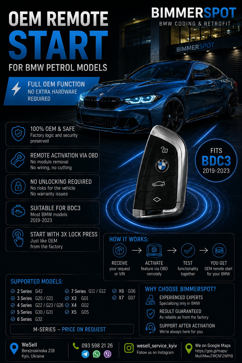Activate BMW Remote Engine Start OEM FSC 1CR BDC3 Petrol G series