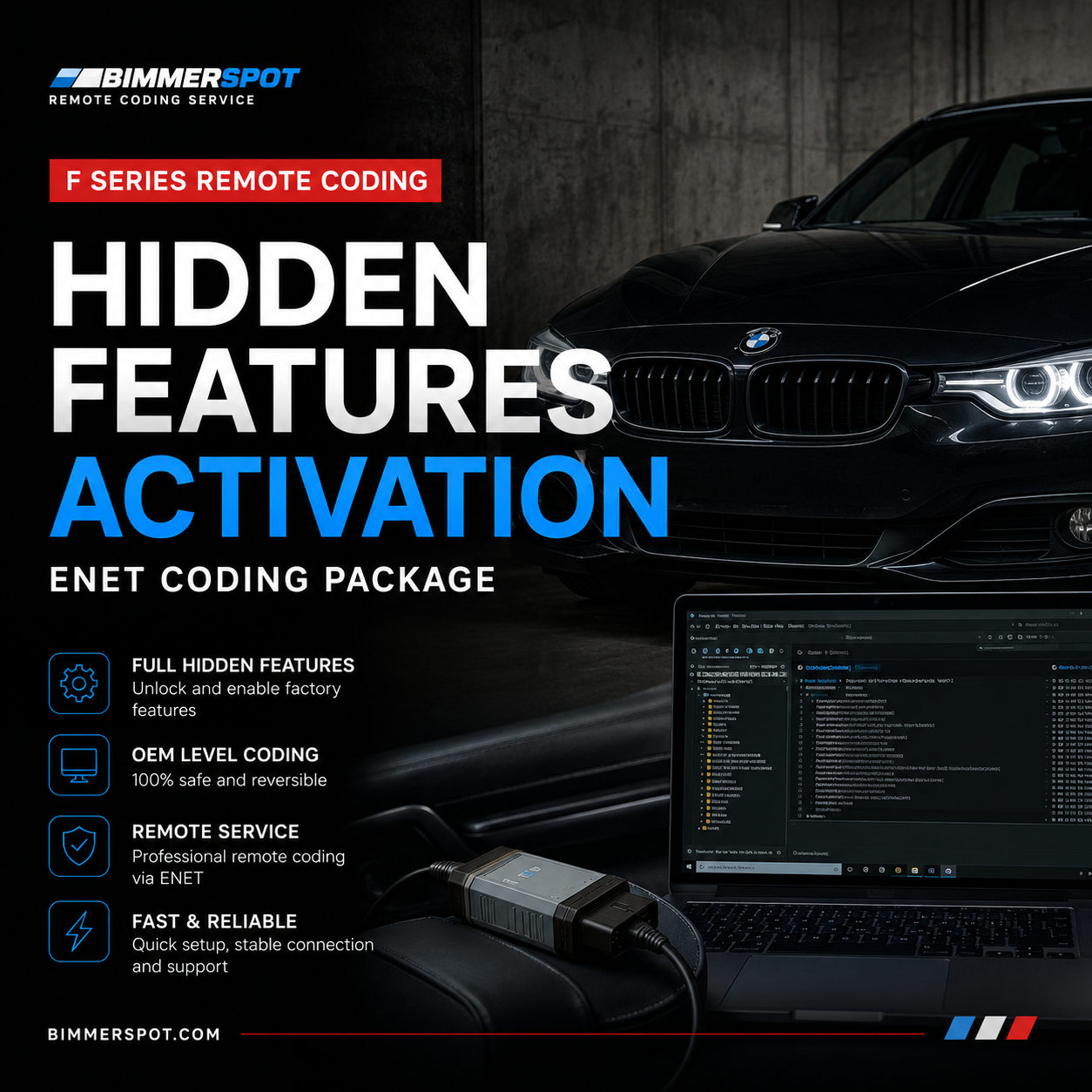 BMW F Series Remote Coding Package | Hidden Features Activation ENET Service