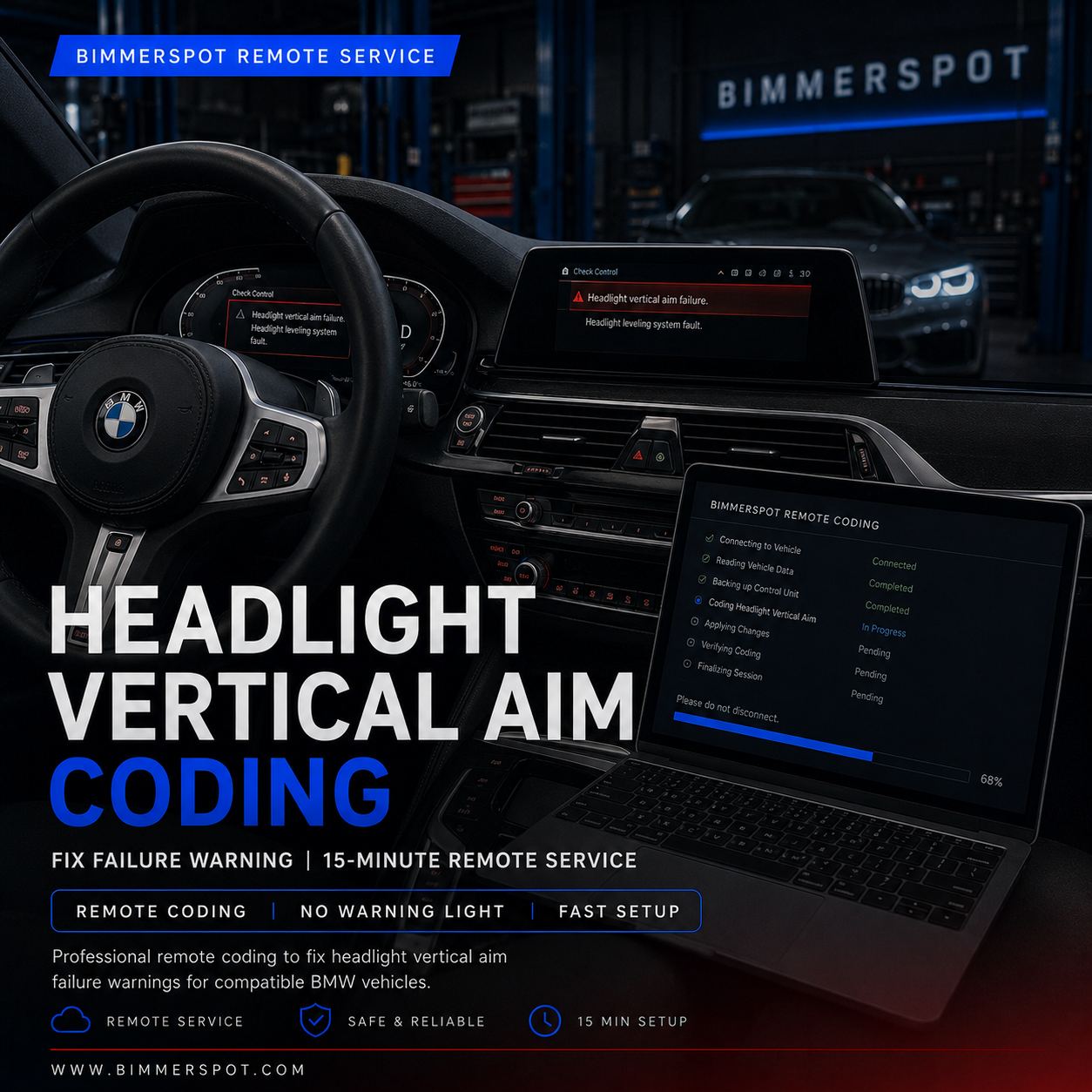 BMW Headlight Vertical Aim Coding | Adaptive Light Failure Fix Remote Service