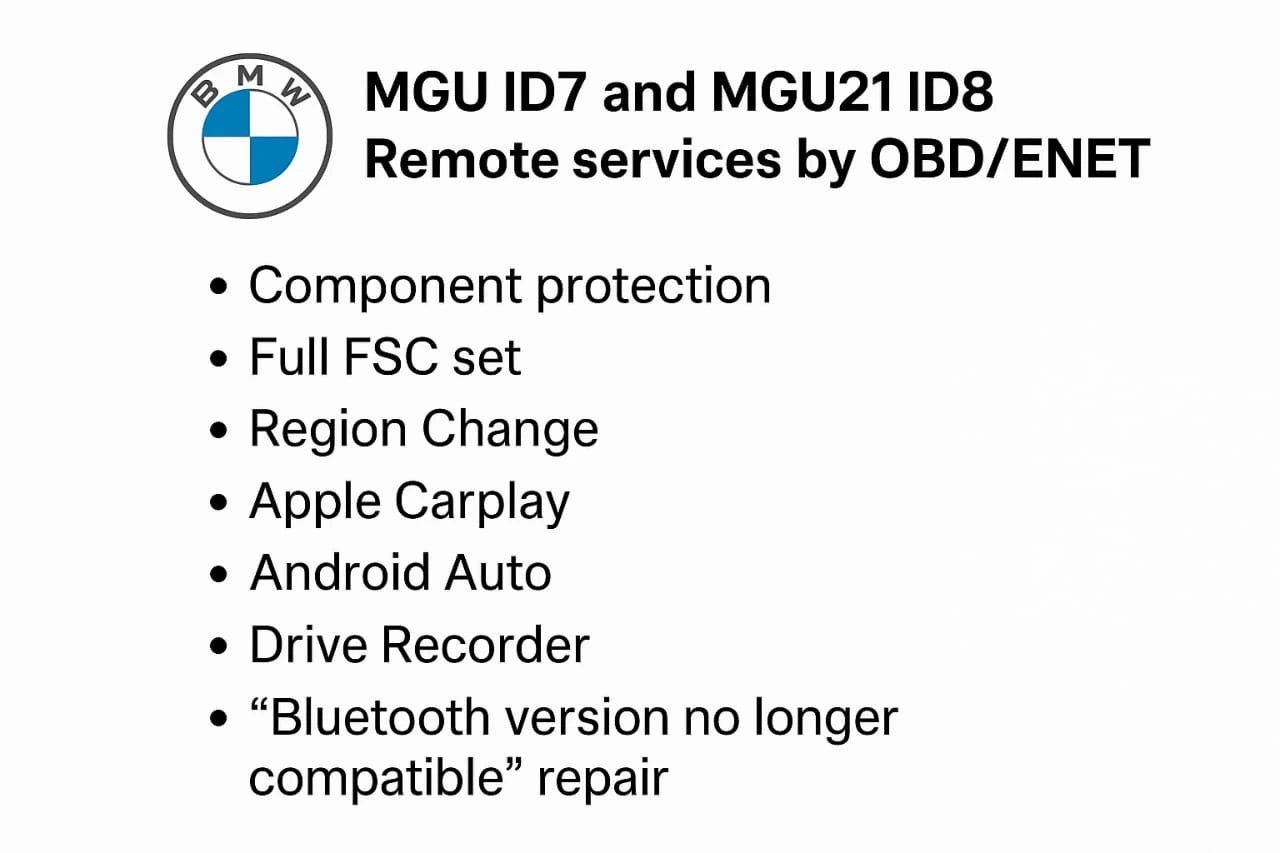 MGU Remote Patch & Region Change Service Second-Hand Units Retrofit Replacment