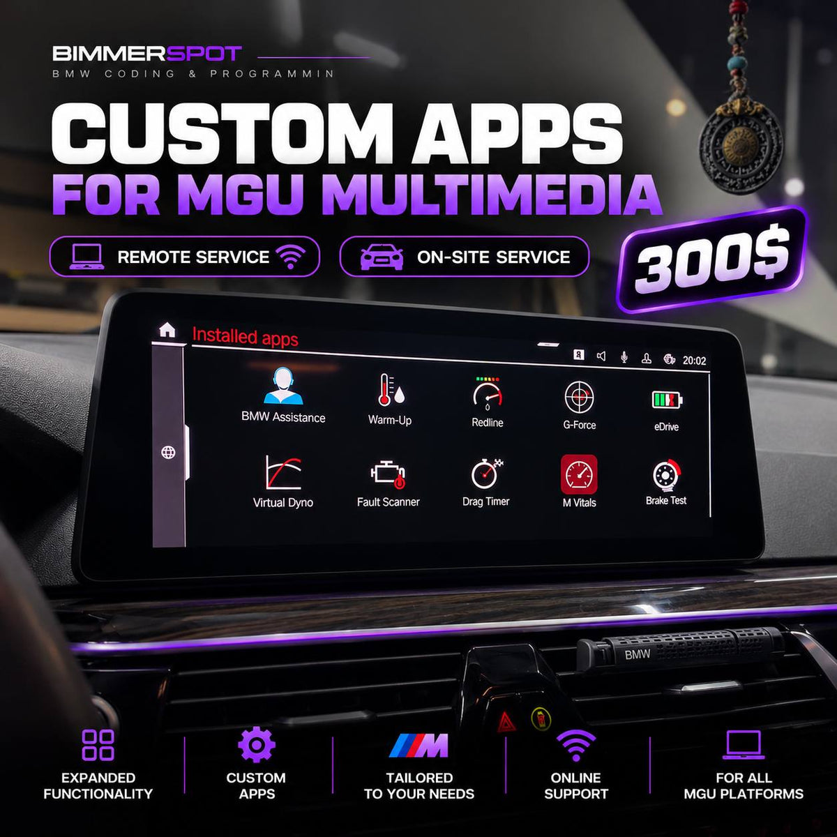 BMW MGU Custom Apps Idrive7 Idrive8 G series ID7 ID8 Fault Scanner Drag Timer